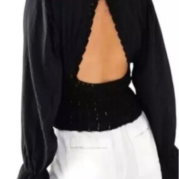 NWT Free People Size XS Megan Crochet top
Black. Open back Puffed sleeves - Picture 5 of 14